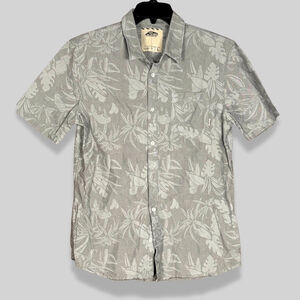 Vans of the Wall Collared Button-Up Shirt Short Sleeve Floral Print Gray White L